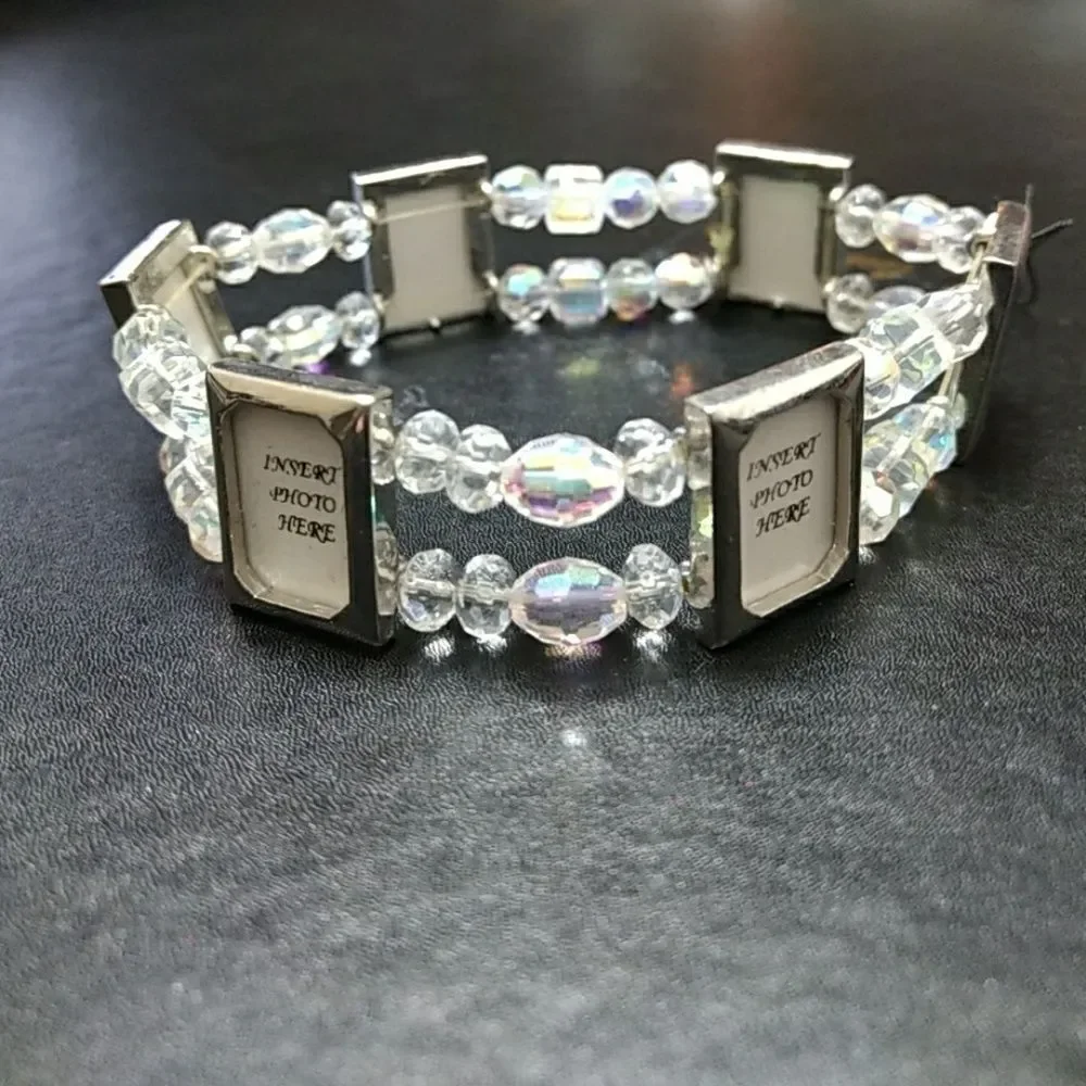 Cookie Lee photo bracelet with clear crystals 7.5
